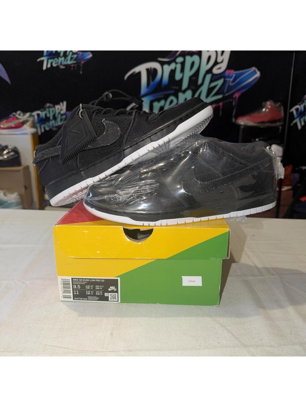 Size 9.5 - Gnarhunters x Nike Dunk SB Low Black